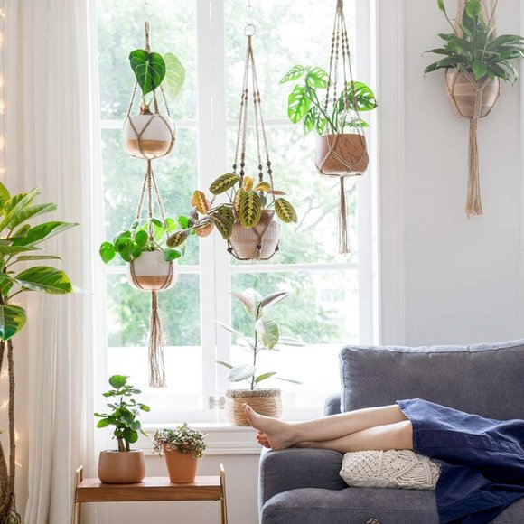 Bohemian Braided Plant Holder Hip Hippie Indoor/Outdoor/Garden/Living Room Decor - Picture 8 of 8